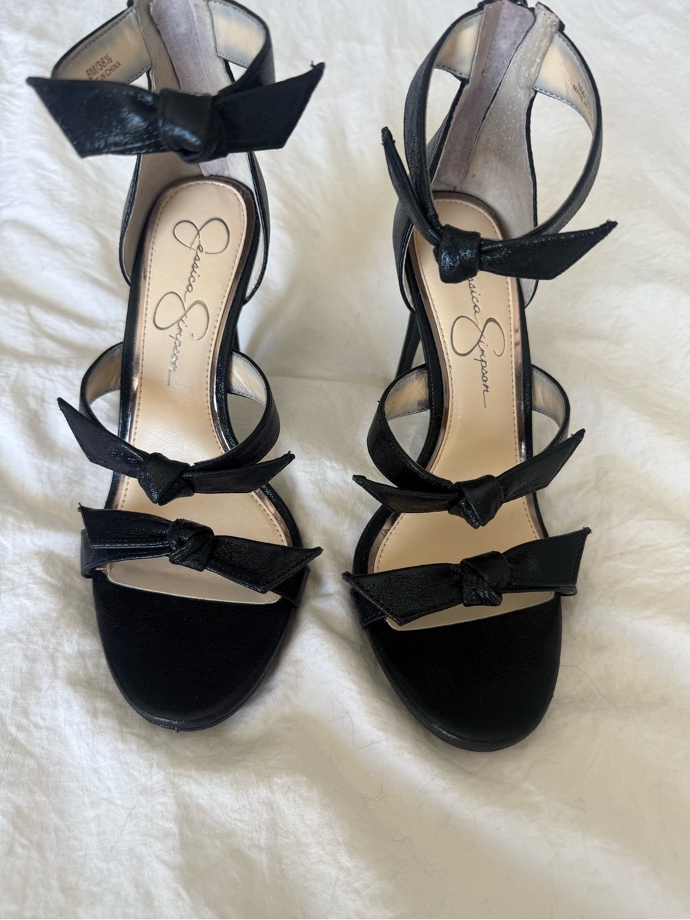 Jessica Simpson Black Bow-Strap High Heel Sandals